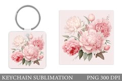Flowers Keychain Sublimation. Flowers Square Keychain Design Product Image 1