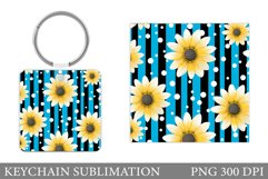 Daisy Flowers Keychain Sublimation. Flowers Keychain Design Product Image 1