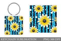Daisy Flowers Keychain. Summer Keychain Template Product Image 1