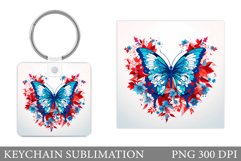 Butterfly Keychain. Flowers Keychain Sublimation Product Image 1