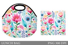 Flowers Lunch Bag Design. Flowers Leaves Lunch Bag Product Image 1