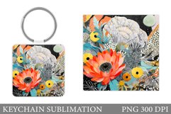 Flowers Keychain Design. Flowers Keychain Sublimation Product Image 1