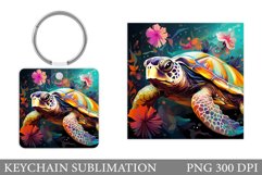 Turtle Keychain Sublimation. Turtle Keychain Design Product Image 1