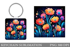 Flowers Keychain Sublimation. Summer Flowers Keychain Product Image 1