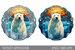 Polar Bear Wind Spinner. Stained Glass Bear Wind Spinner Product Image 1