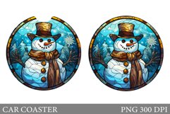 Snowman Car Coaster Design. Stained Glass Car Coaster Product Image 1