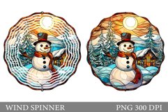 Snowman Wind Spinner Design. Stained Glass Wind Spinner Product Image 1