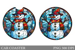 Snowman Car Coaster Design. Stained Glass Car Coaster Product Image 1
