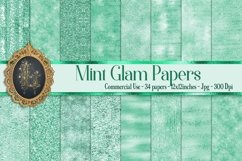 34 Mint Glam Digital Papers Sequin Glitter Luxury Background Product Image 1