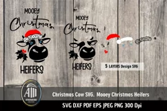 Christmas cow SVG| Mooey Christmas Heifers| Santa Hat SVG Product Image 2