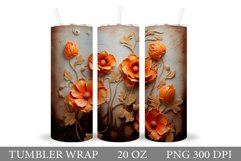 3D Flowers Tumbler Sublimation. Flowers Plaster Tumbler Wrap Product Image 1