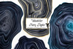 Watercolor Navy Agate Clipart Product Image 1