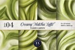 Matcha Latte Swirl Pattern, Creamy Matcha Abstract Paper Product Image 1