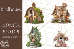 Cottagecore Birdhouse Clipart PNG, Whimsical Fairy Houses Product Image 1