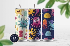 Cute baby monster Digital Paper | Spooky Bacteria Pattern Product Image 2