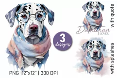 Cute dalmatian dog with glasses and scarf sublimation PNG Product Image 1