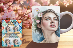Bright 15oz Mug Wrap Png Design , Beauty Woman Product Image 1