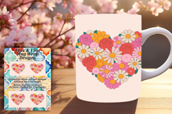 Custom 11oz Mug Wrap Png Design , Flowers Heart Product Image 1