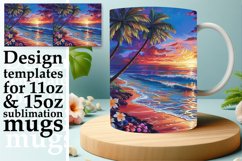 Beachfront Holiday Mug Wrap: Palms and Ocean 11oz/15oz Product Image 1