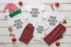 Christmas Family Matching Group T-Shirt Mockups | Holiday Fl Product Image 1