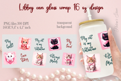 Cute Valentines cat pattern Libbey Can Glass Wrap 16oz desig Product Image 1