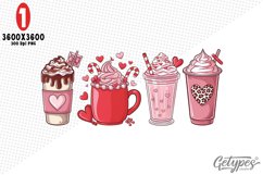 Valentine Coffee Sublimation Clipart - High Quality Design Product Image 1