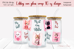 Cute Valentines cat pattern Libbey Can Glass Wrap 16oz desig Product Image 2