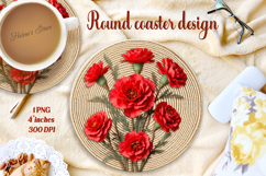Delicate floral round coaster sublimation designs BUNDLE Product Image 4