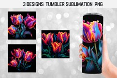 Neon Tulip Tumbler Wrap Sublimation Designs Product Image 1