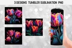 Neon Tulip Tumbler Wrap Sublimation Designs Product Image 1