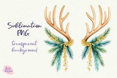 Vintage Christmas Reindeer Antlers Clipart Retro PNG Product Image 1