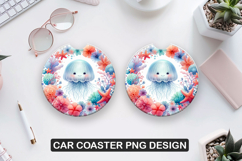 Flowers Jellyfish Car Coaster Sublimation|Animal Coaster PNG Product Image 1