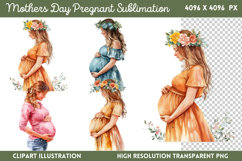 Mothers Day Pregnant Sublimation PNG Product Image 1