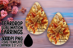 Dynamic Teardrop Earrings Template Art , Autumn Flower Product Image 1