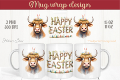 Easter highland cow with bunny mug wrap sublimation design Product Image 1