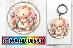 Joyful Round Keychain Magic, Cute Dino Product Image 1