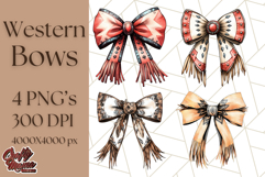 Western Style Bow PNG, Cute Cowboy, Cowgirl Coquette Png Product Image 1