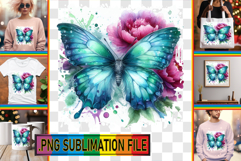 Elegant TOTE BAG Designs PNG, Butterfly Product Image 1
