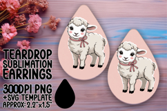 Artistic Teardrop Earrings Template PNG , Valenines Animals Product Image 1