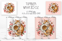 Cute cat and coffee cup straight tumbler 20oz wrap designs Product Image 1