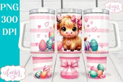 Cute Easter 40 oz tumbler wrap| Highland cow 40oz tumbler Product Image 2