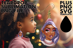 Radiant Teardrop Earrings Art, Afro Girl Product Image 1