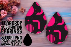 Neon Harmony Teardrop Earring Sublimation Design Product Image 1