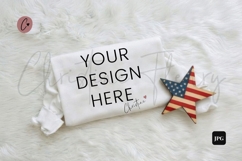 4th Of July White Sweatshirt Mockup Flatlay Product Image 1