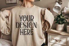 Sand Gildan 18000 Mockup, Sweatshirt Crewneck Mockups Product Image 1