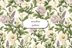 Seamless Vintage Floral Pattern with Soft Lilac Peonies Product Image 1