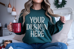 Christmas Gildan 18000 Forest Green Crewneck Sweatshirt Mock Product Image 1