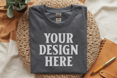 Charcoal Gildan 5000 Flat Lay Tshirt Mockup, G5000 mockup Product Image 1