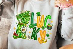 Lucky Shamrock Png, Lucky PNG St Patrick’s Day, Preppy Lucky Product Image 4