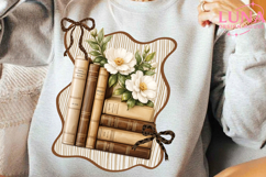 Colorful Boho Floral Bookworm Png, Bookish Png, Preppy Book Product Image 3